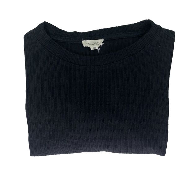 Pilcro Anthropologie Womens L Black Ribbed Long Sleeve Pullover Sweater Top - Picture 8 of 8
